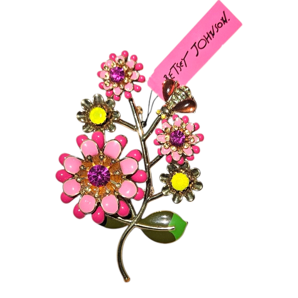 Betsey Johnson Pink Floral Brooch NWT